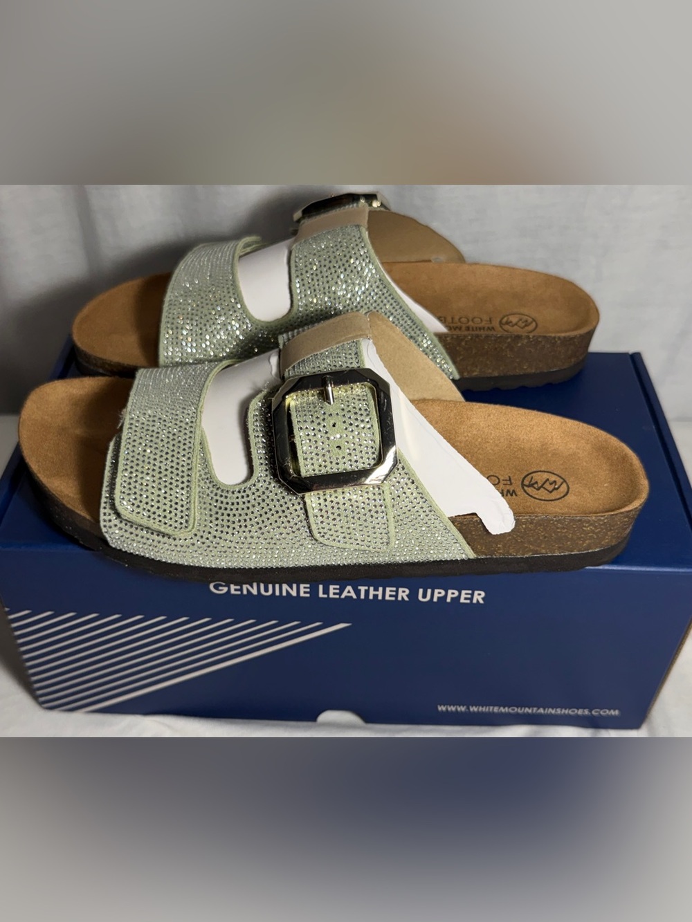 NEW NIB White Mountain Granitas Suede Footbed Women’s Leather Sandals size 9